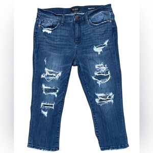 Judy Blue Distressed Skinny Fit Capri Jeans Size 13/31